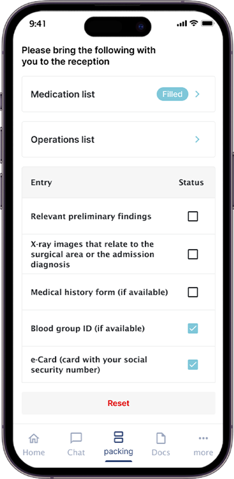 Digitale Medikationsliste - Screen 1