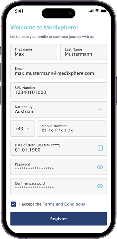 Digitale Patientenregistrierung - Screen 1